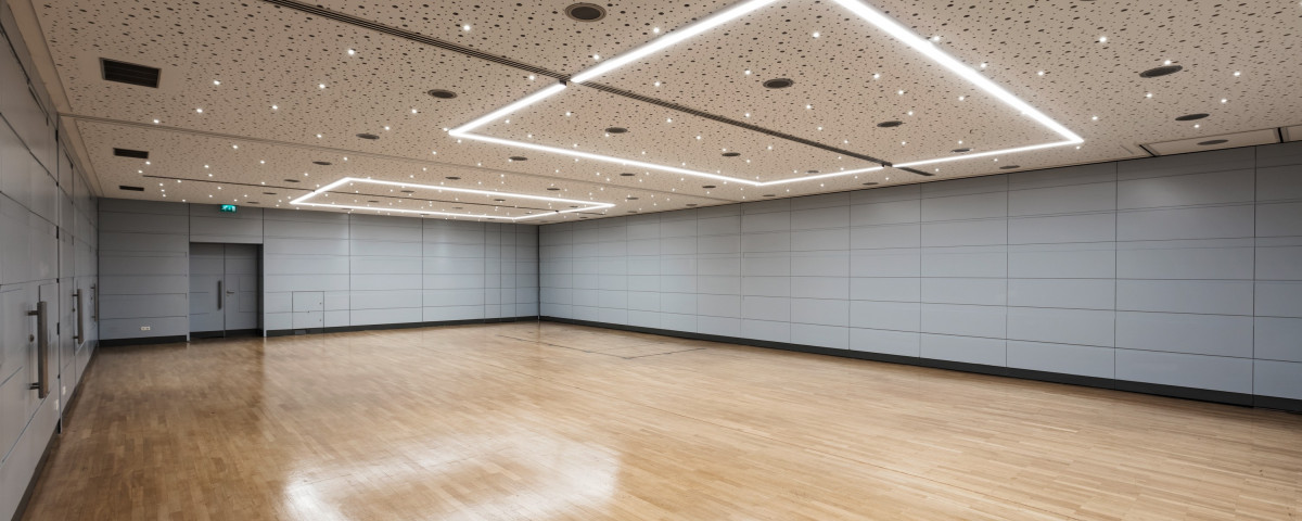 Unser Bankettsaal ohne Bestuhlung. 